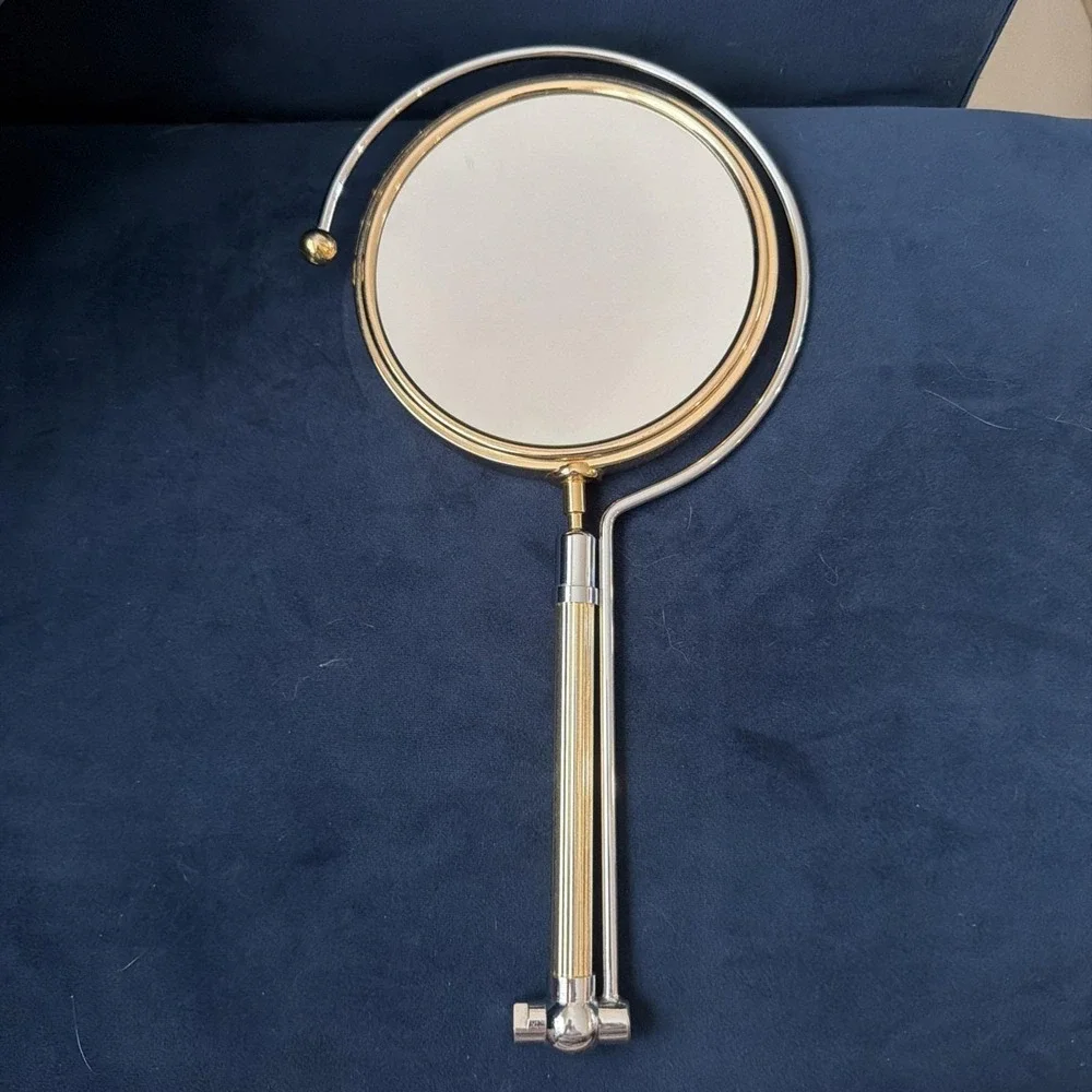 vtg rare mid century‎ French Brass Adjustable Hanging Table Magnifying Mirror